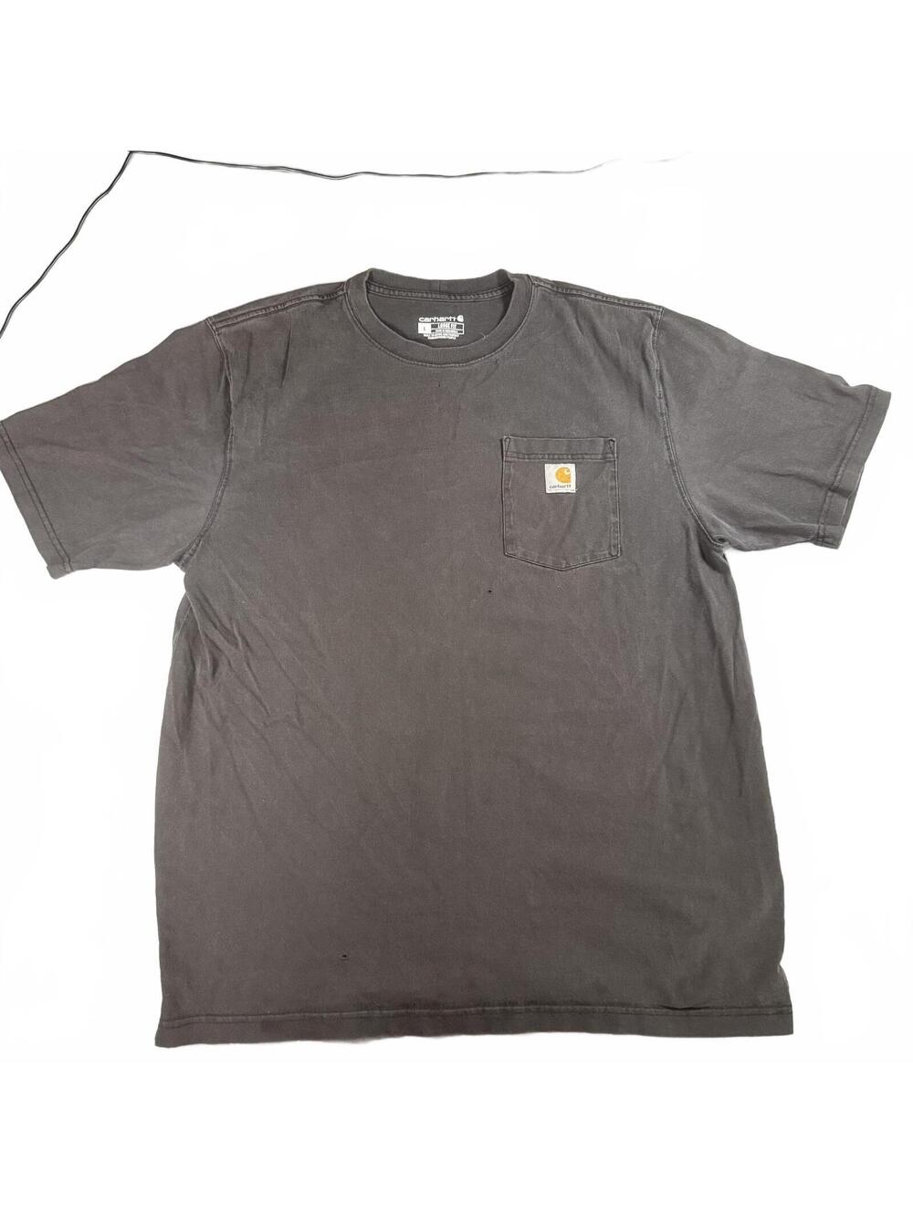 Vintage Thrashed Carhartt K87 Heavyweight Pocket Tee – Faded Charcoal Gray, L